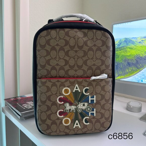 Coach Westway Backpack In Signature Canvas With Coach Radial Rainbow C6856 - Picture 2 of 7